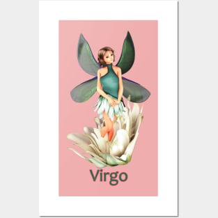 Virgo woman girl fairy faerie elf standing in lily Posters and Art